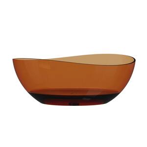 63 in. x 37 in. Freestanding Oval Shape Soaking Resin Bathtub with Center Drain in Transparent Coffee