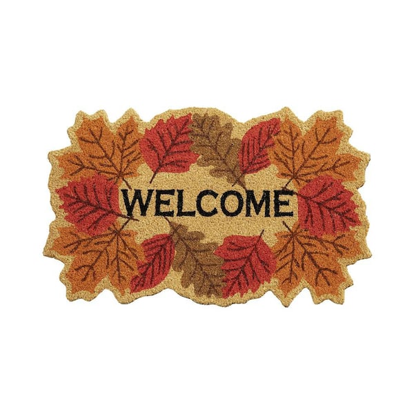 Welcome Leaf Multicolor 18 in. x 30 in. Coir Halloween Outdoor Doormat
