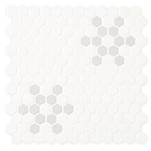 Retro Bianco White and Gray Mod Petal Pattern 12 in. x 12 in. Matte Porcelain Mosaic Tile (14.55 sq. ft./Case)