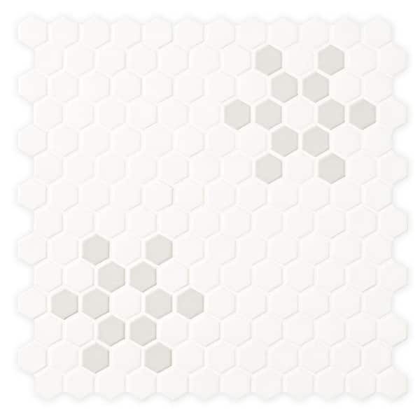 MSI Retro Bianco White and Gray Mod Petal 12in.x12in.x0.24 in. Matte Porcelain Mesh-Mounted Mosaic Tile (14.55 sq. ft./Case)