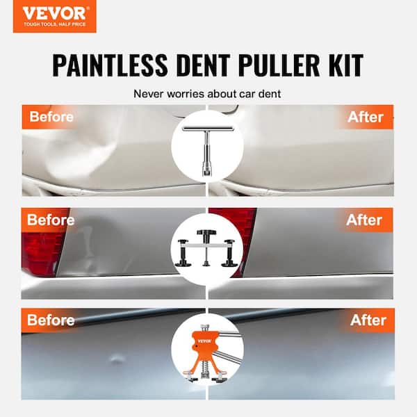 107 PCS Dent Removal Kit Paintless Dent Puller with Golden Lifter Bridge Puller Slide Hammer T-bar for Auto Body Repair