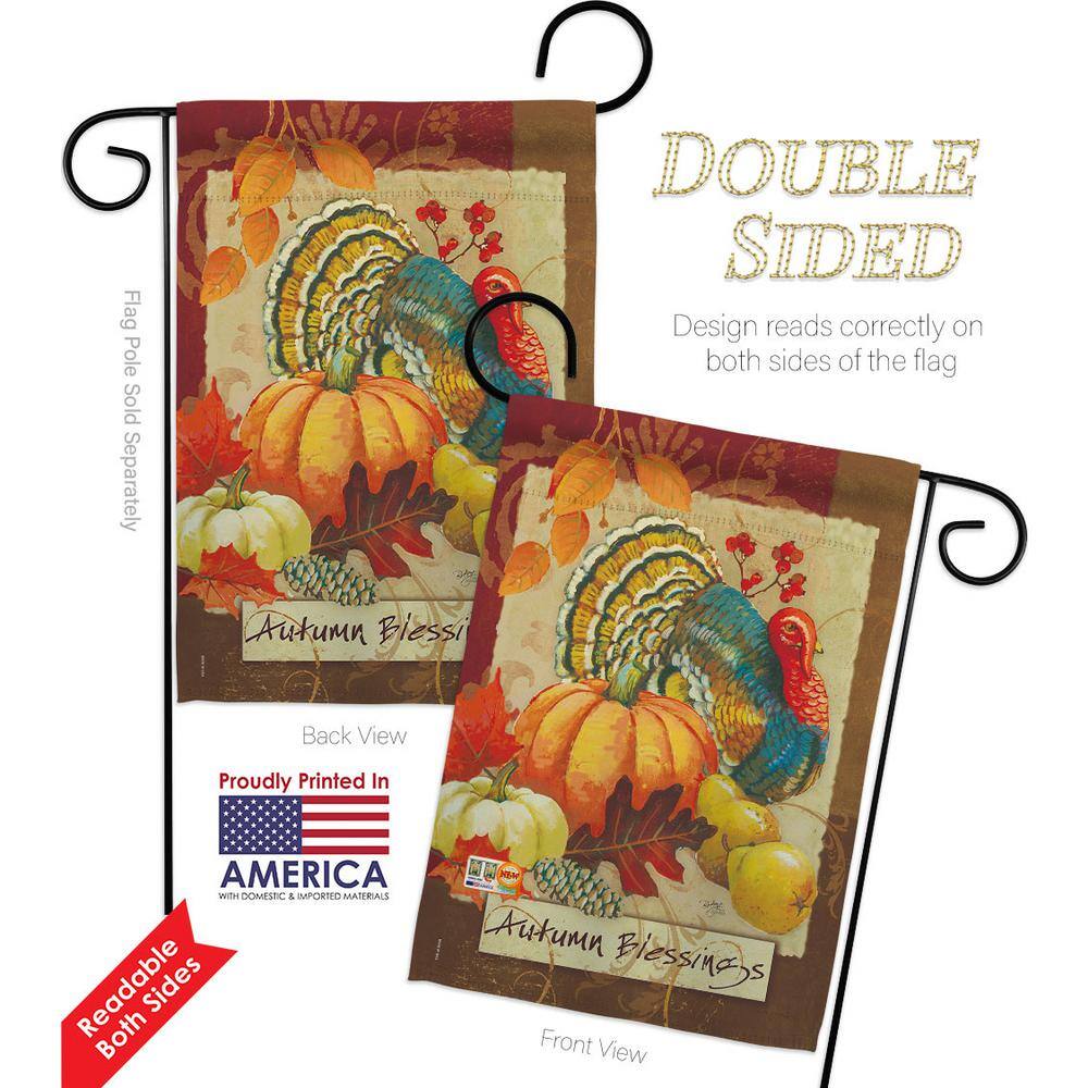 Autumn Blessings Turkey Fall Double-Sided Garden Flag