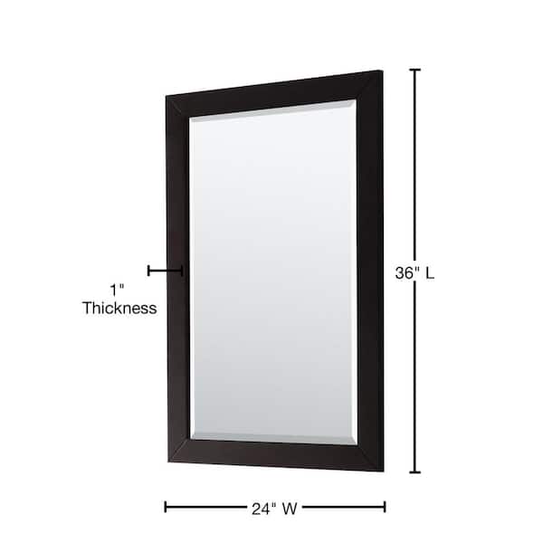 Daria 24 in. W x 36 in. H Framed Rectangular Bathroom Vanity Mirror in Dark Espresso