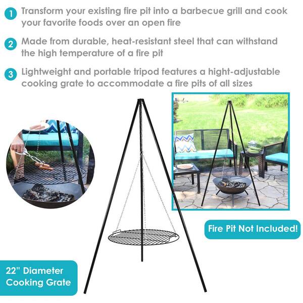 Campfire tripod with adjustable grill grate hotsell