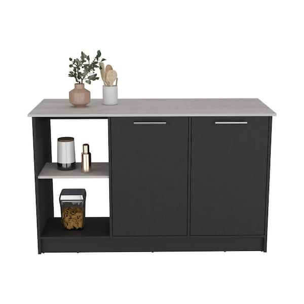 Multi-Colored 59.0 in. Kitchen Island with Shelf and Door