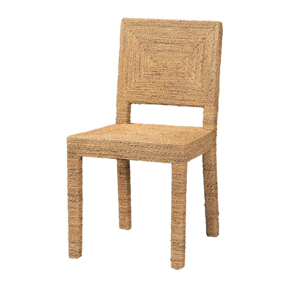 Natural Seagrass and Mahogany Wood Dining Chair