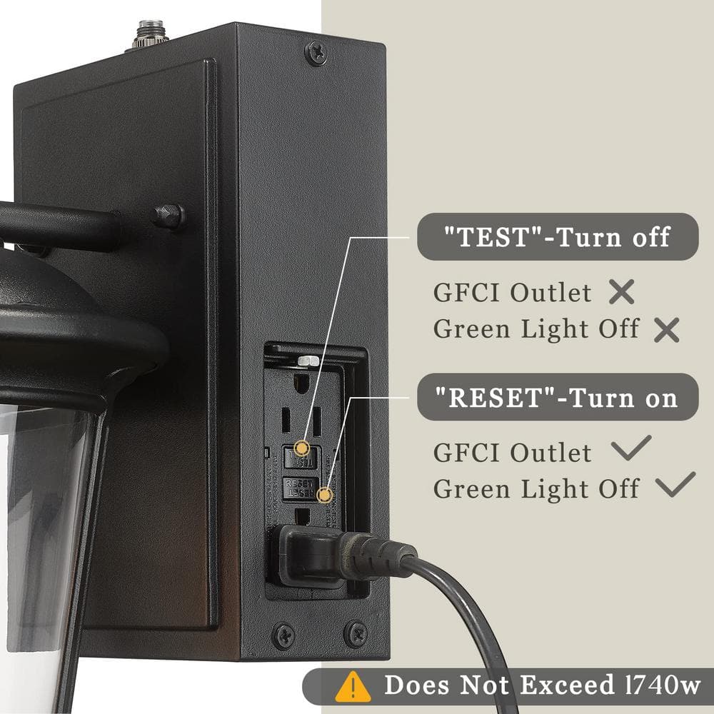 Black Aluminum Outdoor Lantern Sconce with Clear Glass Shade
