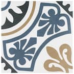 Majestic Tiena Blue Encaustic 9-3/4 in. x 9-3/4 in. Porcelain Floor and Wall Tile (11.11 sq. ft. / case)