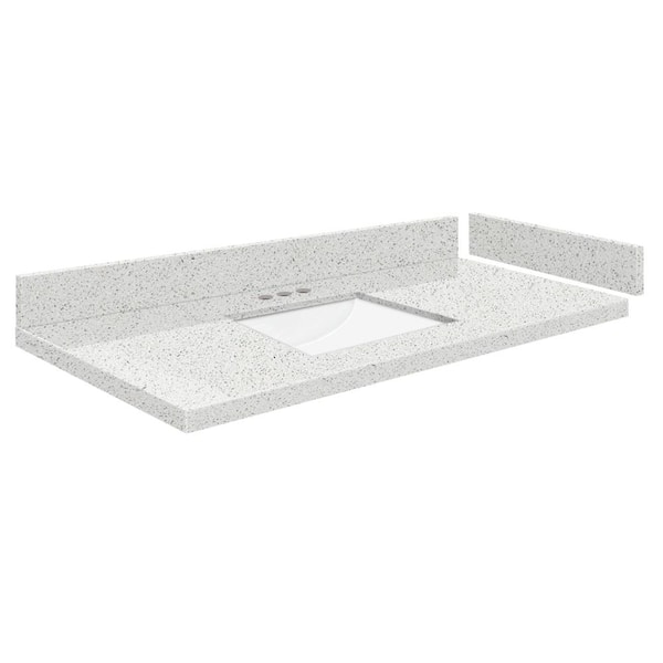 Transolid Silestone 48.5 in. W x 22.25 in. D Quartz White Rectangular Single Sink Vanity Top in Stellar Snow