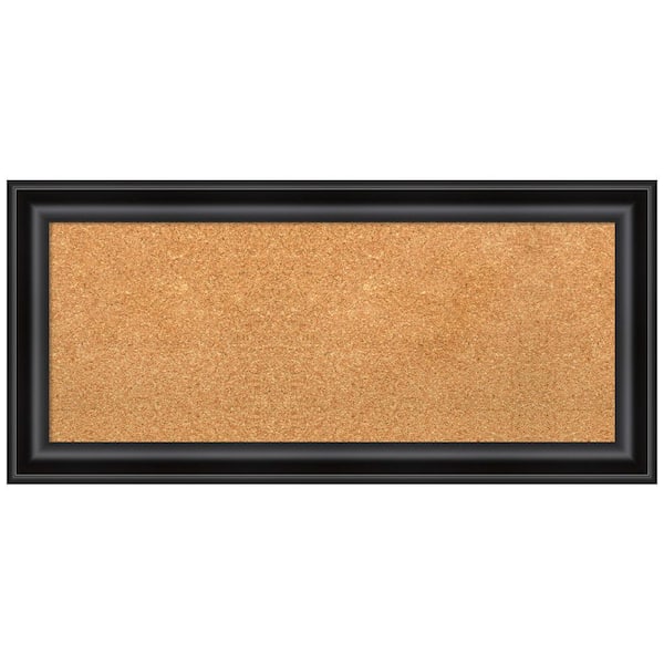 Amanti Art Grand Black 33.88 in. x 15.88 in. Narrow Framed Corkboard Memo Board