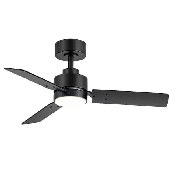 Breezary Bartholomew 36 in. Indoor Black Ceiling Fan with LED Light and Remote Control Included