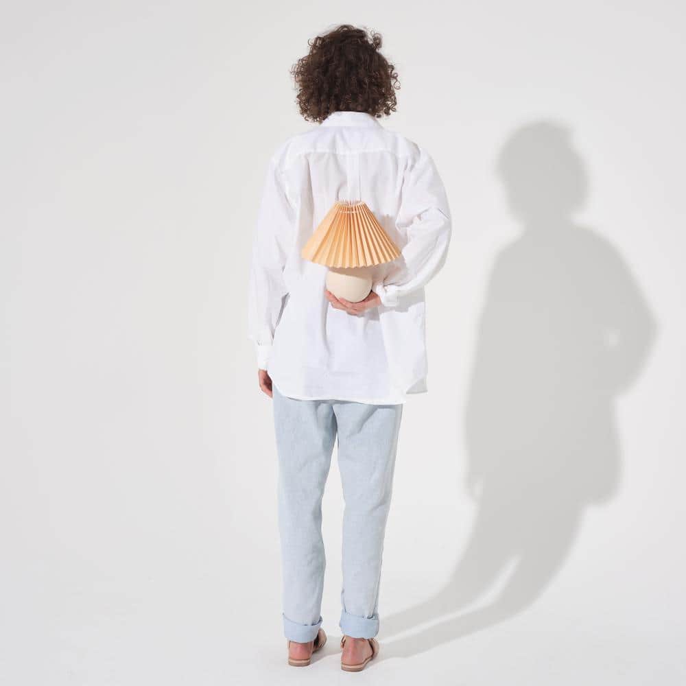 Serena Beige Ceramic Globe Table Lamp with Pleated Shade