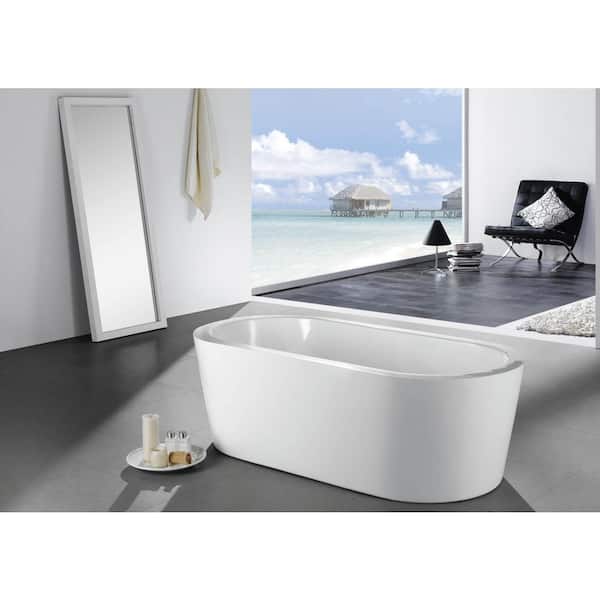 Eviva Ramo 59 in. Acrylic Faltbottom Freestanding Bathtub in White