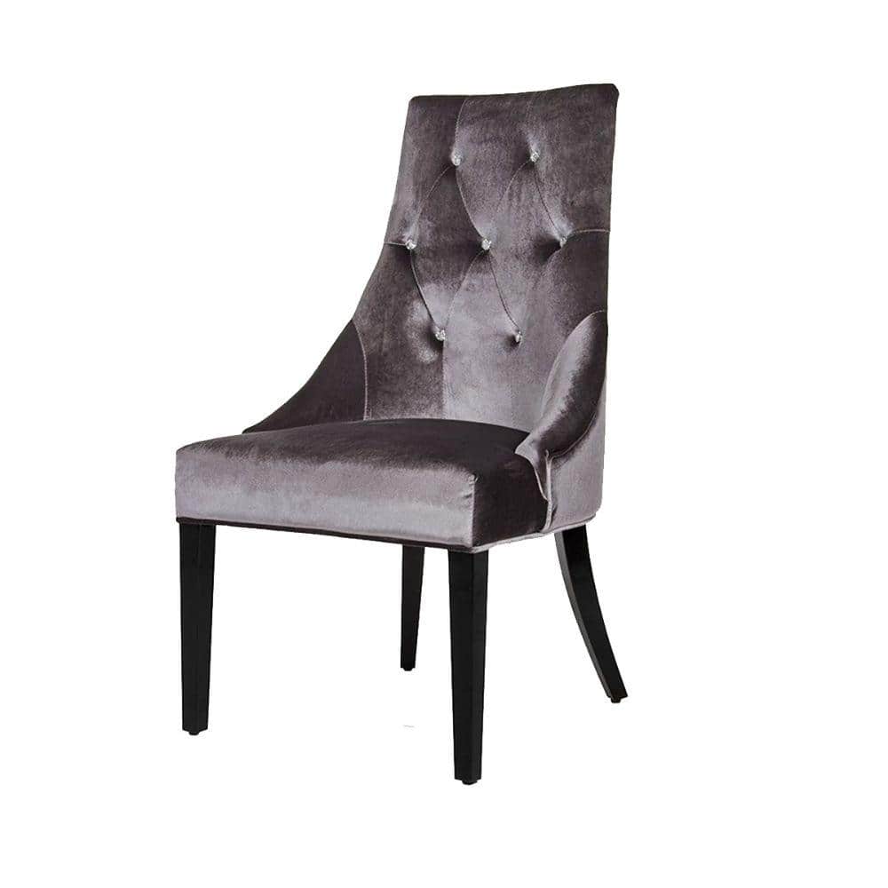 Benjara Gray Fabric Sloped Back Dining Chair (Set of 2) -  BM216771