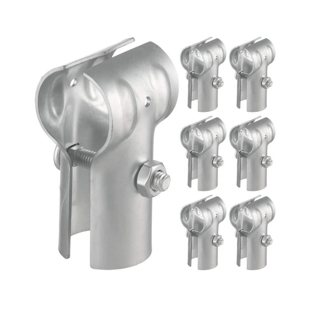 6 Pack 1-3/8 in. Weatherproof Silver Galvanized Steel T Pipe Clamp Fitting for 1-3/8 in. OD Chain Link Fence, Handrail price history on PriceWatchPro
