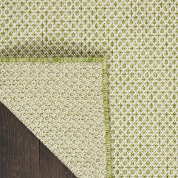 Green 4 ft. x 6 ft. Woven Abstract Polyester Rectangle Indoor/Outdoor Area Rug