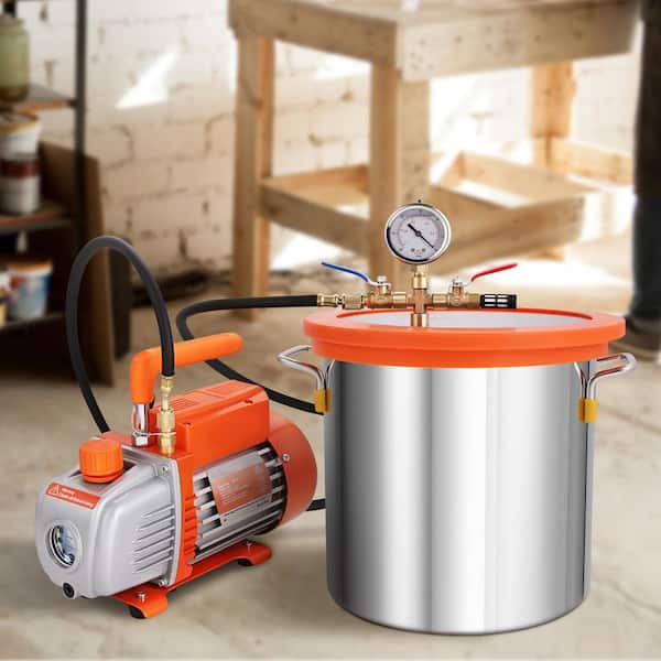 3 Gal. Vacuum Chamber and 3.5 CFM Pump Kit, Tempered Glass Lid Vacuum Degassing Chamber Kit, for Degassing Silicones