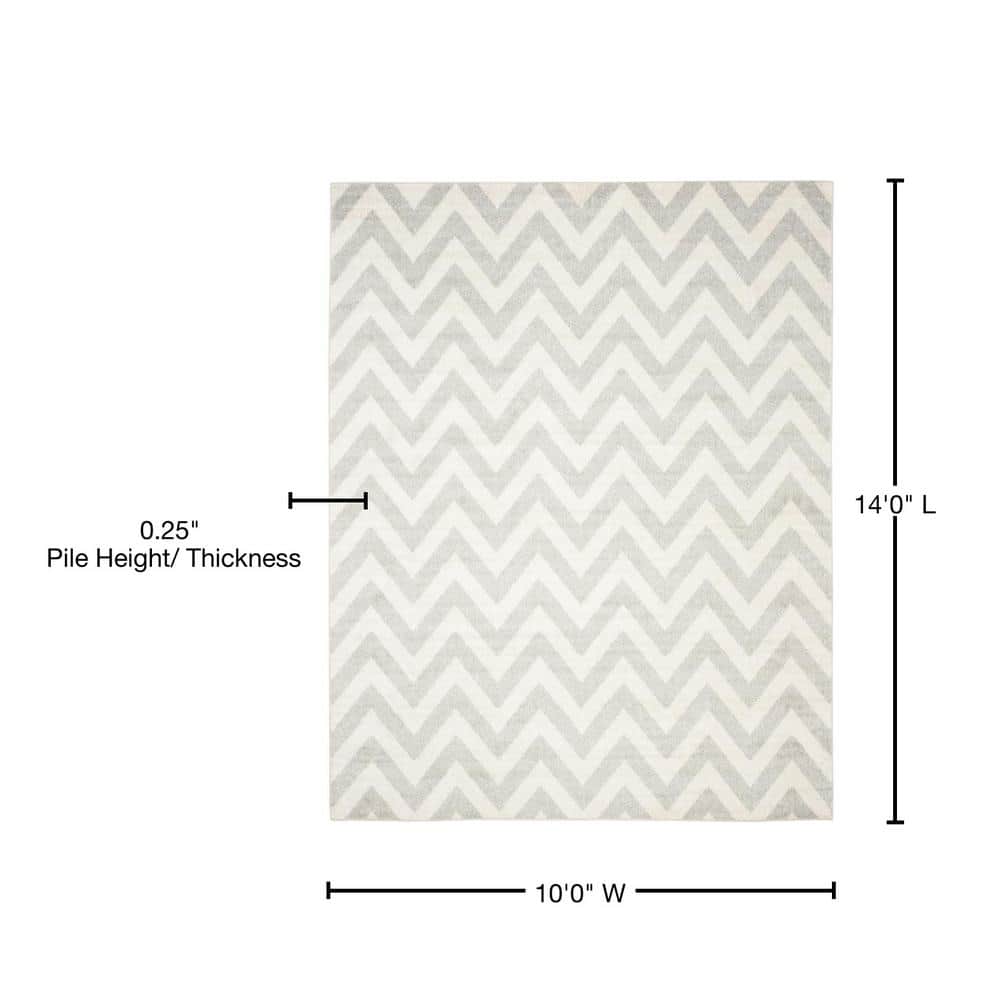 Light Grey and Beige Geometric Indoor-Outdoor Area Rug