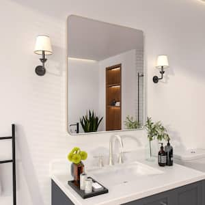 30 in. W x 36 in. H Rectangular Framed Wall Bathroom Vanity Mirror in Brushed Nickel