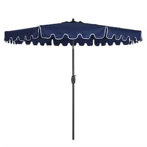 9 ft. Metal Market Patio Umbrella in Navy Blue with Push Button Tilt and Crank