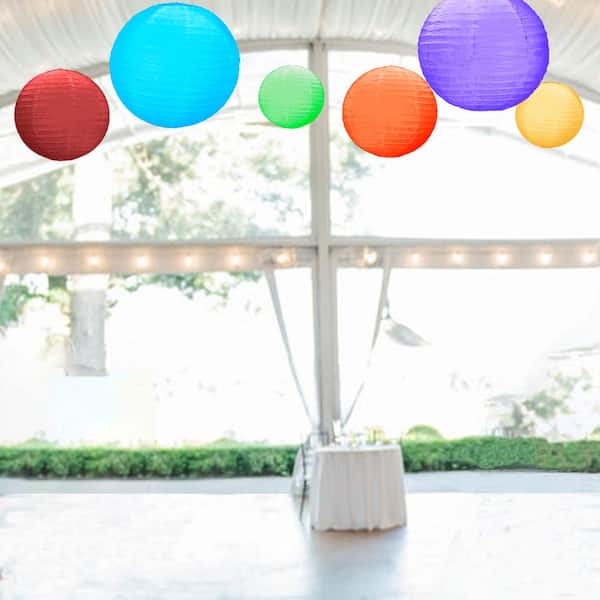 Lumabase 10 in. Round Multi Color Paper Lanterns (5-Count)
