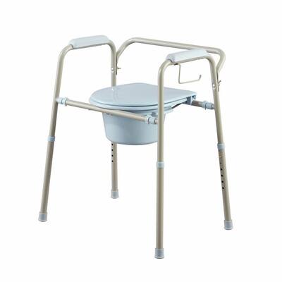 Folding Steel Bedside Commode with Microban