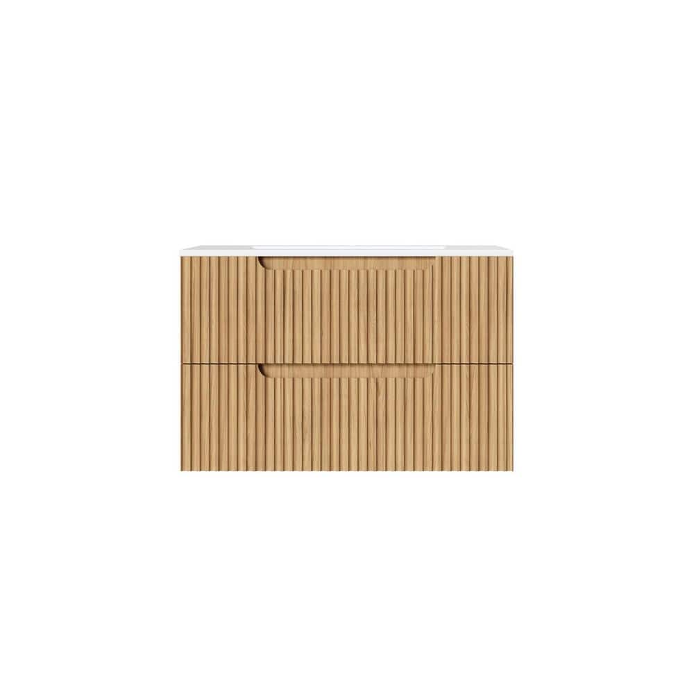 ◆Aeru0615◆② ACE DECOR 30 in. Walnut Floating Bath Vanity with Single White