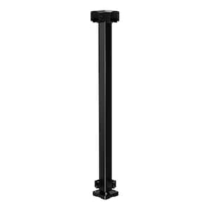 2 in. x 42 in. Black Aluminum Deck Railing Corner Post