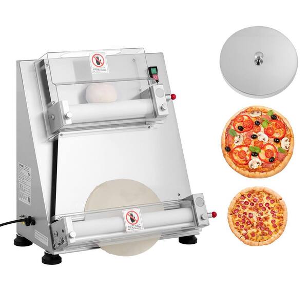 Pizza Dough Roller Sheeter, 3-16 in. Semi-automatic Stainless Steel Pizza Press, Electric 390W Pasta Maker Machine