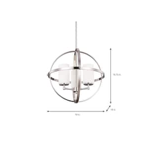 Alturas 3-Light Brushed Nickel Modern Dining Room Hanging Globe Chandelier with Etched White Glass