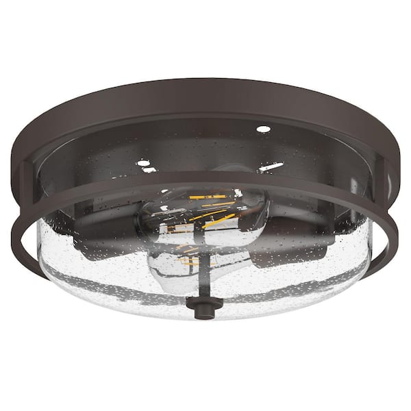 aiwen 13 in. 2-Light Farmhouse Oil-Rubbed Bronze Flush Mount Close