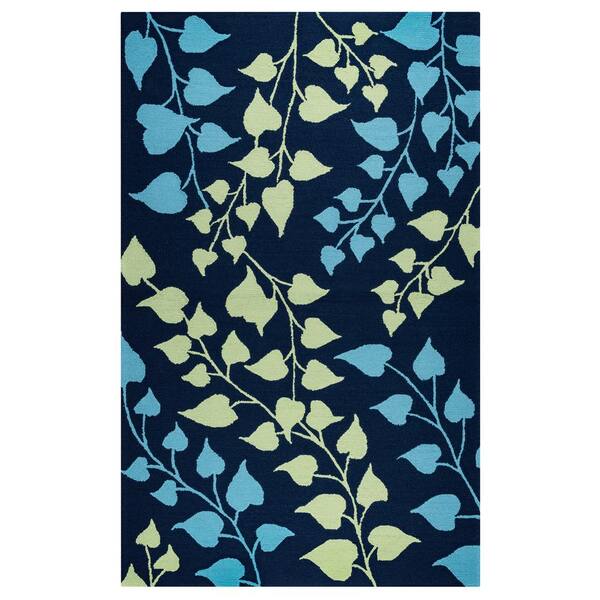 Rizzy Home Azzura Hill Navy Floral 4 ft. x 6 ft. Indoor/Outdoor Area Rug