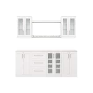 Home Bar 21 in. White Cabinet Set (9-Piece)