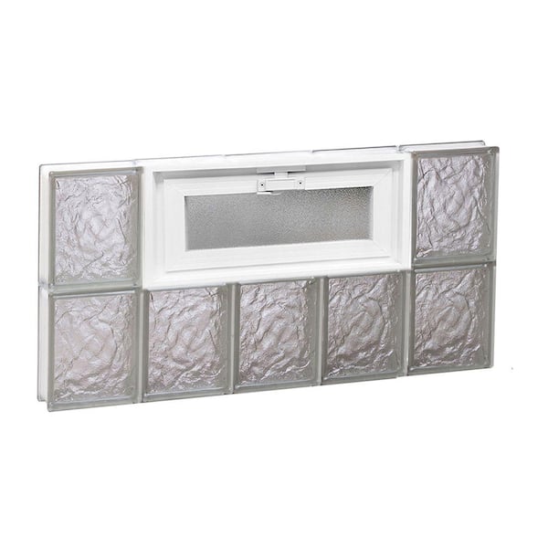 Clearly Secure 28.75 in. x 15.5 in. x 3.125 in. Frameless Ice Pattern Vented Glass Block Window