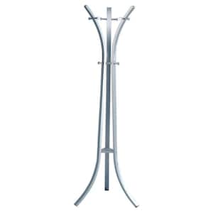 Brushed Nickel 9-Hook Coat and Hat Stand