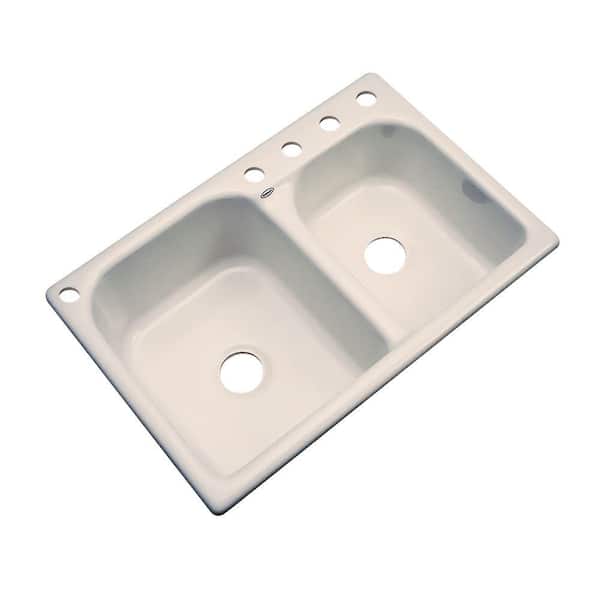 Thermocast Cambridge Drop-In Acrylic 33 in. 5-Hole Double Bowl Kitchen Sink in Candle Lyte