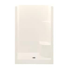 Everyday 48 in. x 33.5 in. x 72 in. 1-Piece Shower Stall with Right Seat and Center Drain in Bone