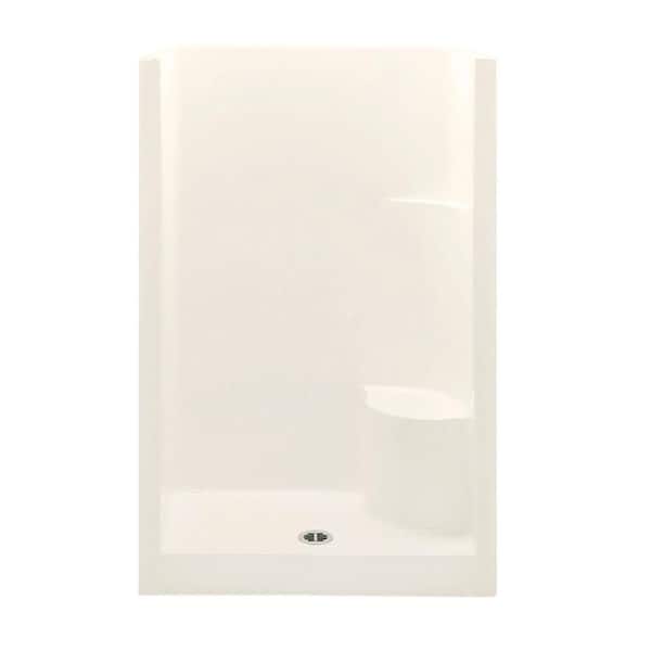 Aquatic Everyday 48 in. x 33.5 in. x 72 in. 1-Piece Shower Stall with Right Seat and Center Drain in Bone