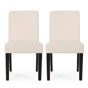 Kuna Beige and Espresso Wood Cushioned Parsons Chair (Set of 2)