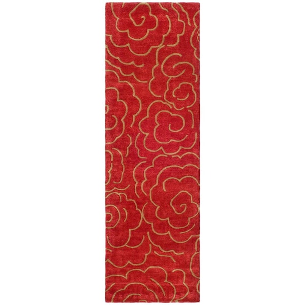 SAFAVIEH Soho Red 3 ft. x 14 ft. Floral Runner Rug