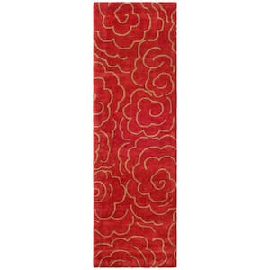 Soho Red 3 ft. x 8 ft. Floral Runner Rug