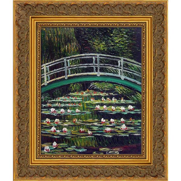 LA PASTICHE White Water Lilies and Japanese Bridge by Claude Monet Baroque Antiqued Framed Abstract Art Print 13.5 in. x 15.5 in.