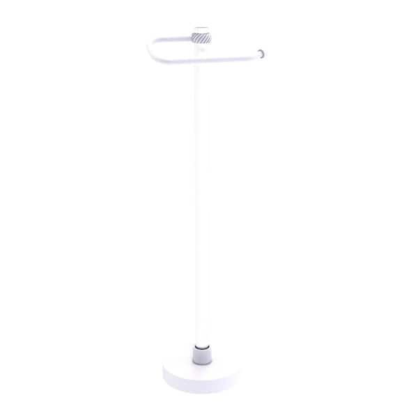 Allied Brass Clearview Euro Style Free Standing Toilet Paper Holder with Twisted Accents in Matte White