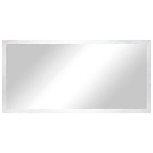2 in White Frame (30 in. W x 69 in. H) Oak Hardwood Rectangle Wall Mirror