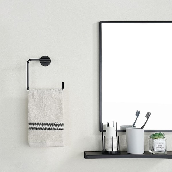 Bath Wall Mounted Towel Ring SUS304 Hand Towel Bar Stainless Steel Towel Holder in Matte Black
