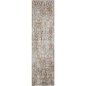 Astra Machine Washable Gold Grey 2 ft. x 6 ft. Distressed Traditional Runner Area Rug