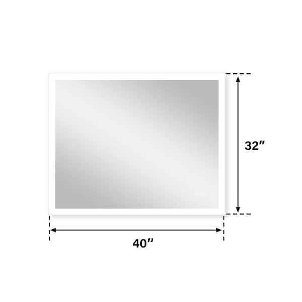 Galaxy 40 in. W x 32 in. H Rectangular Frameless LED Anti-Fog Wall-Mounted Bathroom Vanity Mirror in Aluminum
