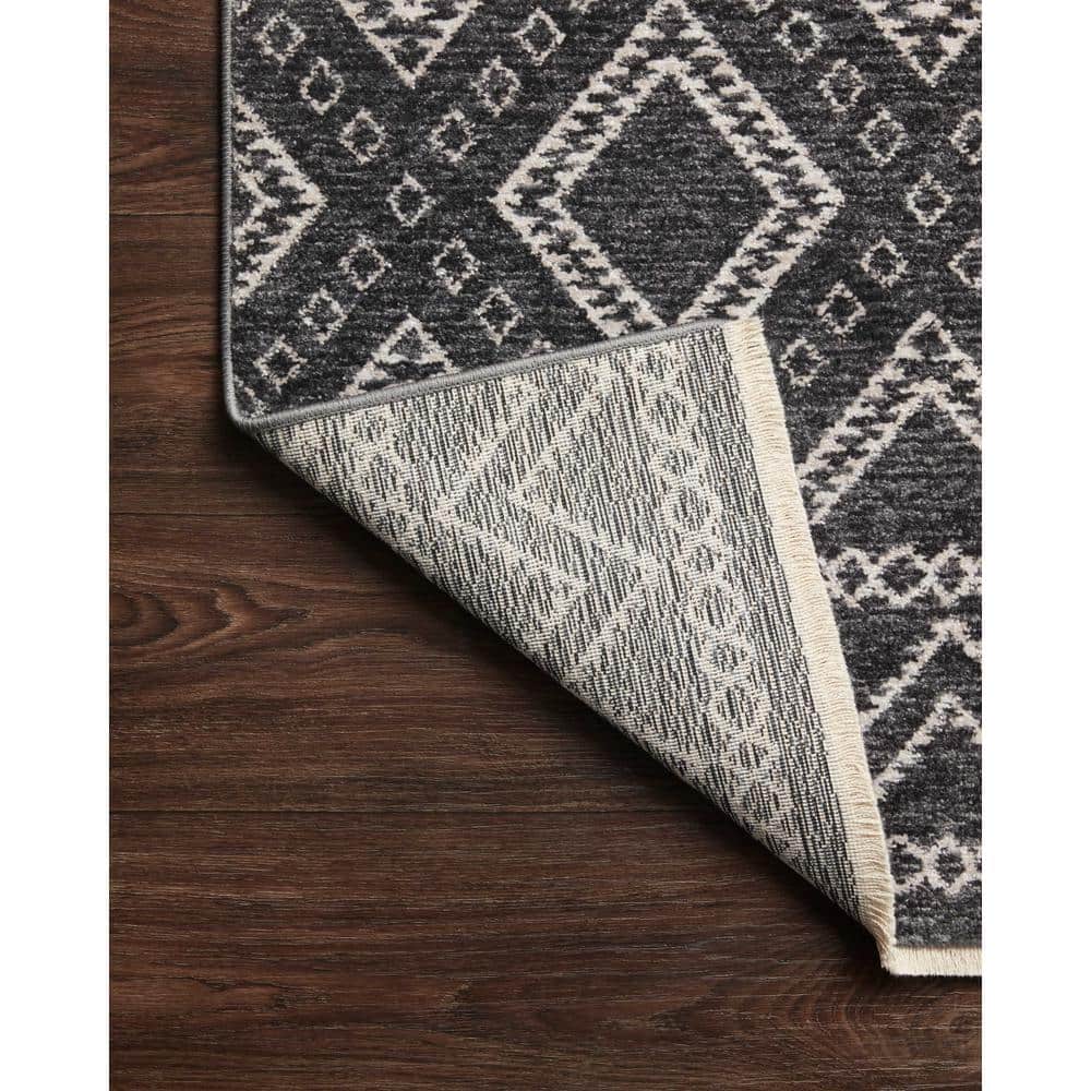 Vance Charcoal and Dove Geometric Synthetic Square Rug Sample