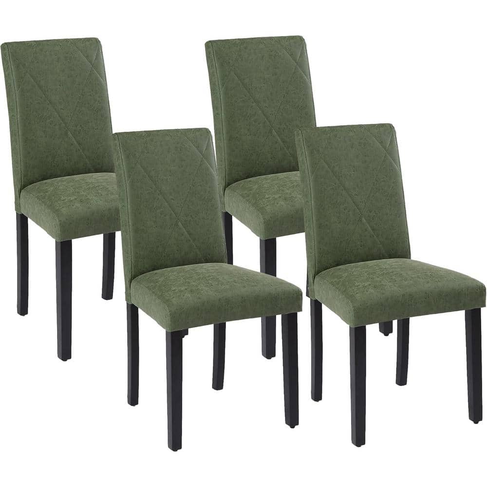 VECELO Dining Chairs Set of 4 Green Modern PU Leather and High Back ...