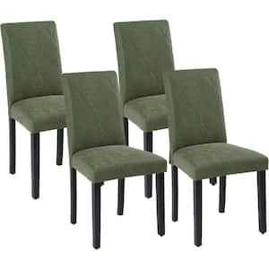 Dining Chairs Set of 4 Green Modern PU Leather and High Back Solid Wood Legs, Upholstered Kitchen Chairs for Dining Room